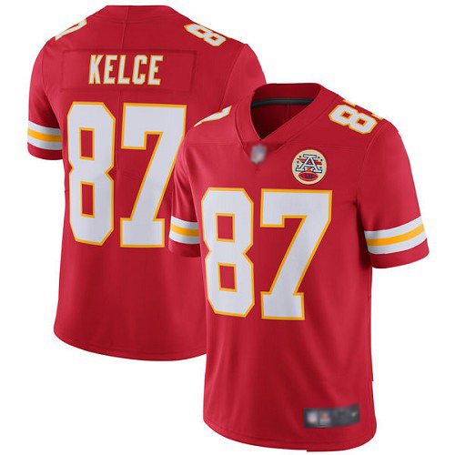 Men Kansas City Chiefs #87 Kelce Travis Red Team Color Vapor Untouchable Limited Player Football Nike NFL Jersey